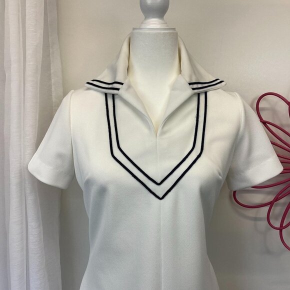 David Crystal Mod Vintage Dress 60s 70s Union Label Dagger Collar Dress MED - Picture 3 of 9